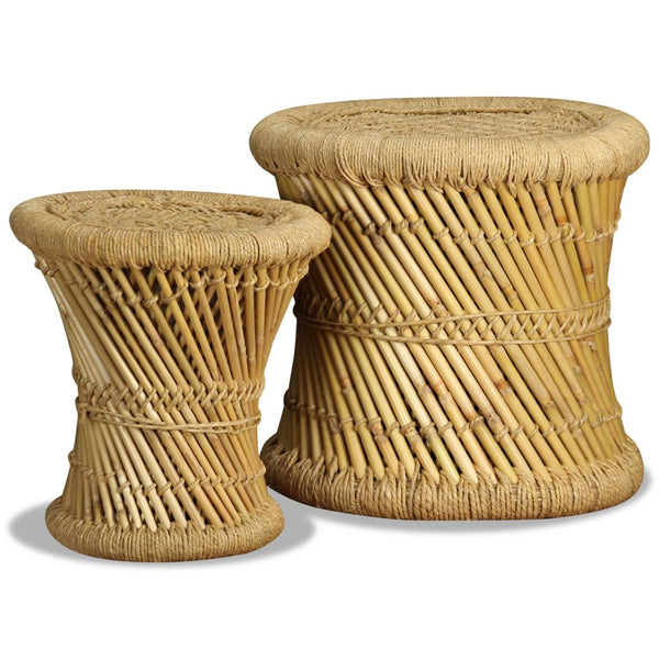 vidaXL Stool 2 pcs. Bamboo and Jute