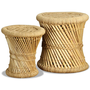 vidaXL Stool 2 pcs. Bamboo and Jute