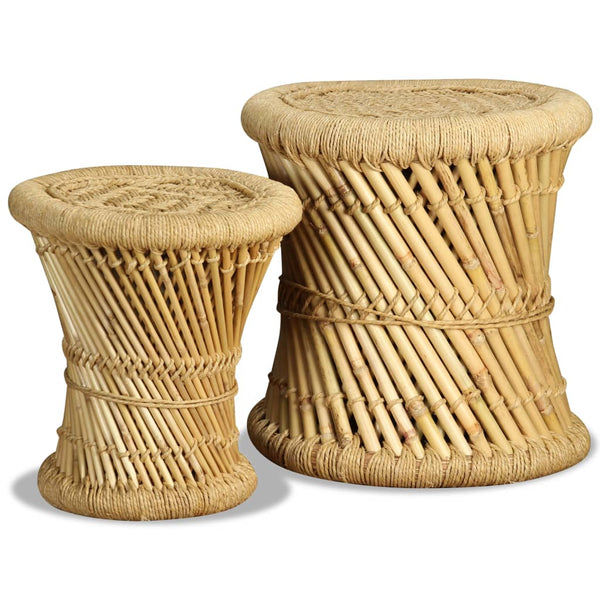 vidaXL Stool 2 pcs. Bamboo and Jute