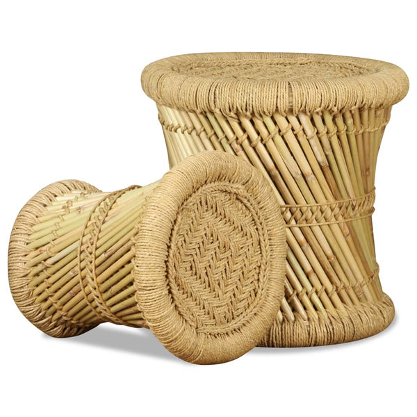 vidaXL Stool 2 pcs. Bamboo and Jute
