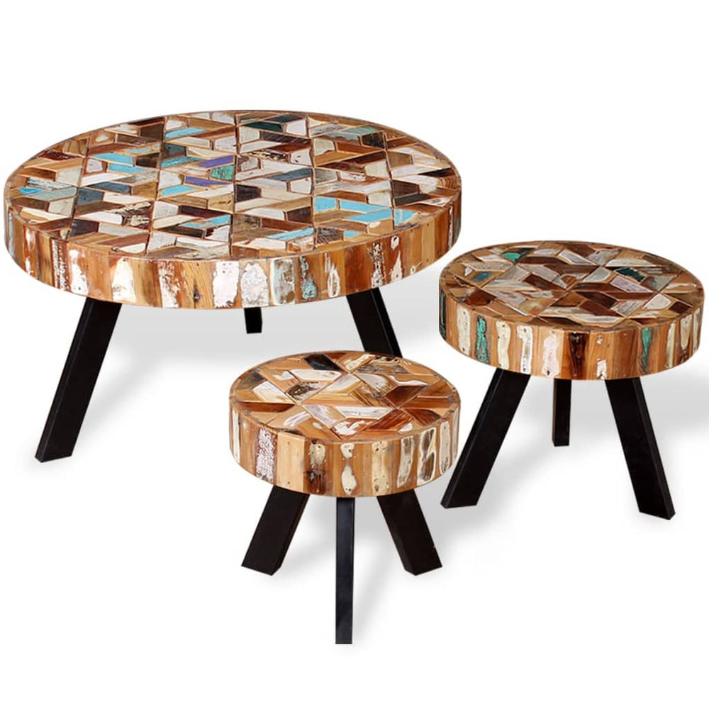 vidaXL 3-Piece Solid Reclaimed Wood Coffee Table Set