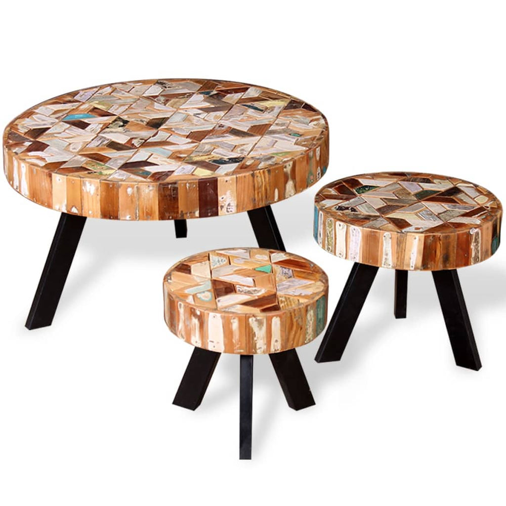 vidaXL 3-Piece Solid Reclaimed Wood Coffee Table Set