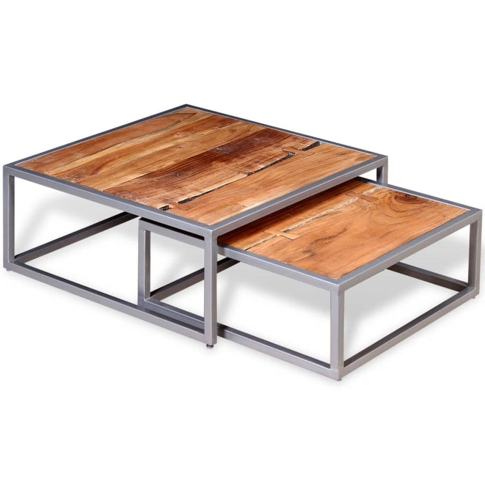 vidaXL 2-Piece Coffee Table Set Solid Acacia Wood