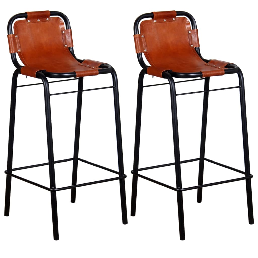 vidaXL Bar Stools 2 pcs. Genuine Leather