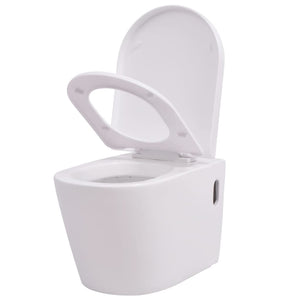 vidaXL Wall-Mounted Toilet Ceramic White