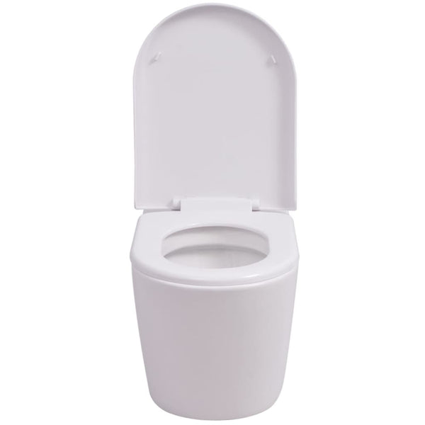 vidaXL Wall-Mounted Toilet Ceramic White