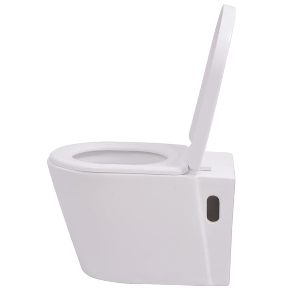 vidaXL Wall-Mounted Toilet Ceramic White