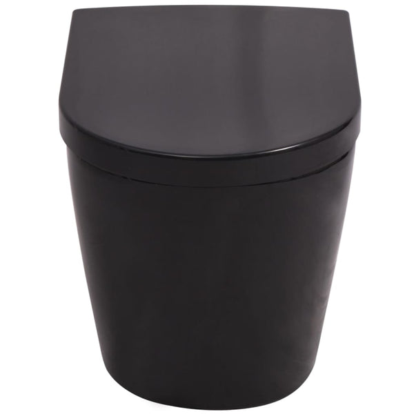 vidaXL Wall-Mounted Toilet Ceramic Black
