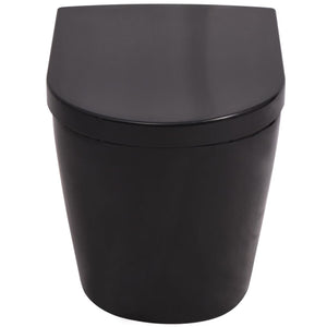 vidaXL Wall-Mounted Toilet Ceramic Black