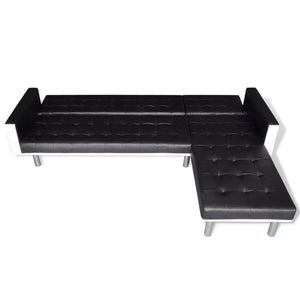 vidaXL L-shaped Sofa Bed Faux Leather Black