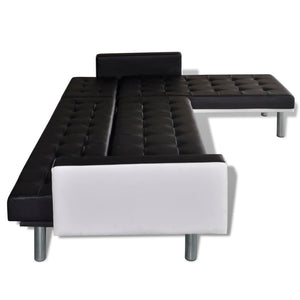 vidaXL L-shaped Sofa Bed Faux Leather Black