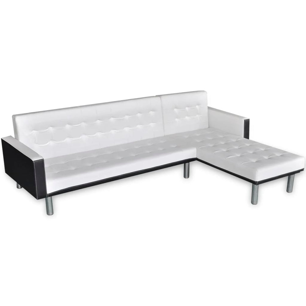 vidaXL L-shaped Sofa Bed Faux Leather White