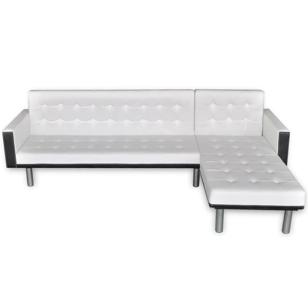 vidaXL L-shaped Sofa Bed Faux Leather White