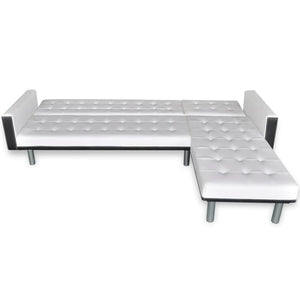 vidaXL L-shaped Sofa Bed Faux Leather White