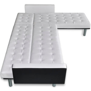 vidaXL L-shaped Sofa Bed Faux Leather White