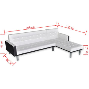 vidaXL L-shaped Sofa Bed Faux Leather White