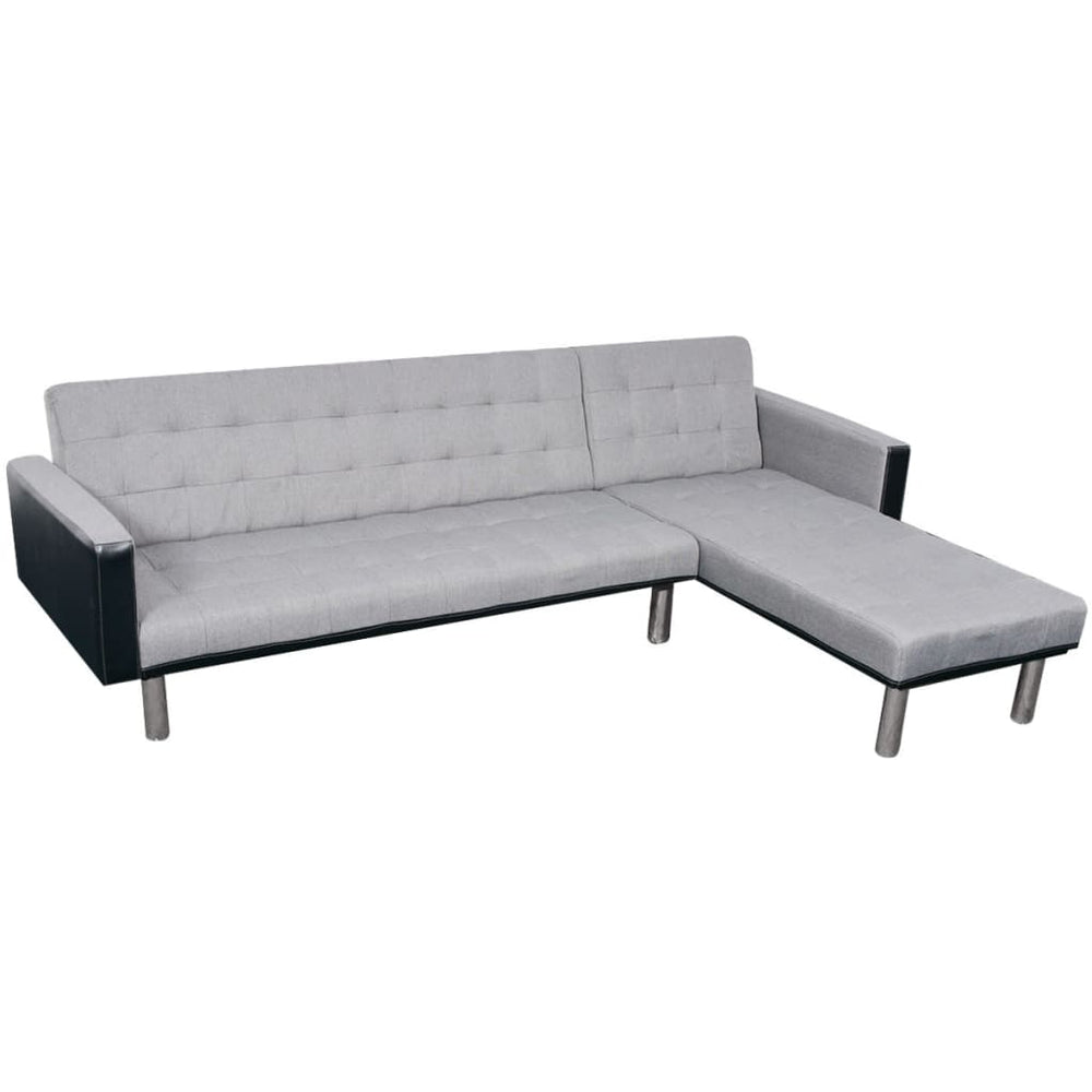 vidaXL L-Shaped Sofa Bed Fabric Black and Grey