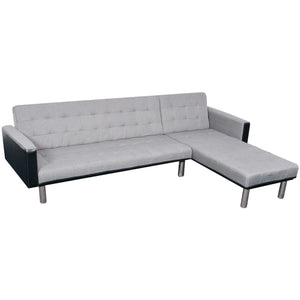 vidaXL L-Shaped Sofa Bed Fabric Black and Grey