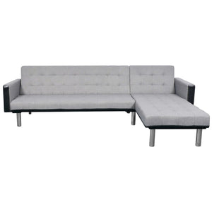 vidaXL L-Shaped Sofa Bed Fabric Black and Grey