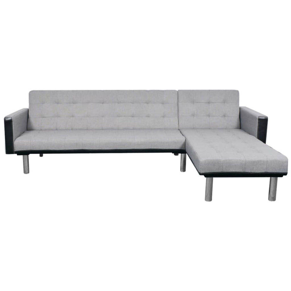 vidaXL L-Shaped Sofa Bed Fabric Black and Grey