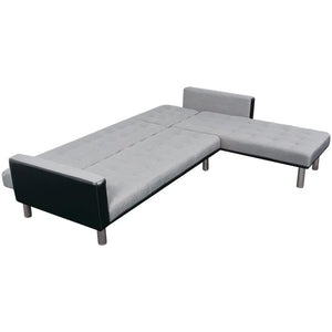vidaXL L-Shaped Sofa Bed Fabric Black and Grey