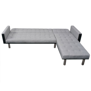 vidaXL L-Shaped Sofa Bed Fabric Black and Grey