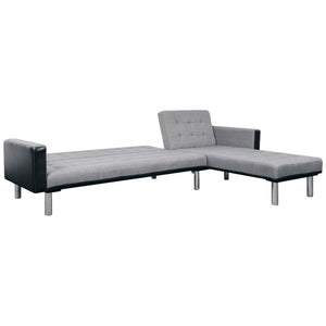 vidaXL L-Shaped Sofa Bed Fabric Black and Grey