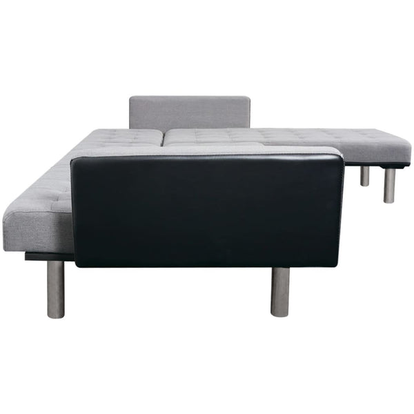 vidaXL L-Shaped Sofa Bed Fabric Black and Grey