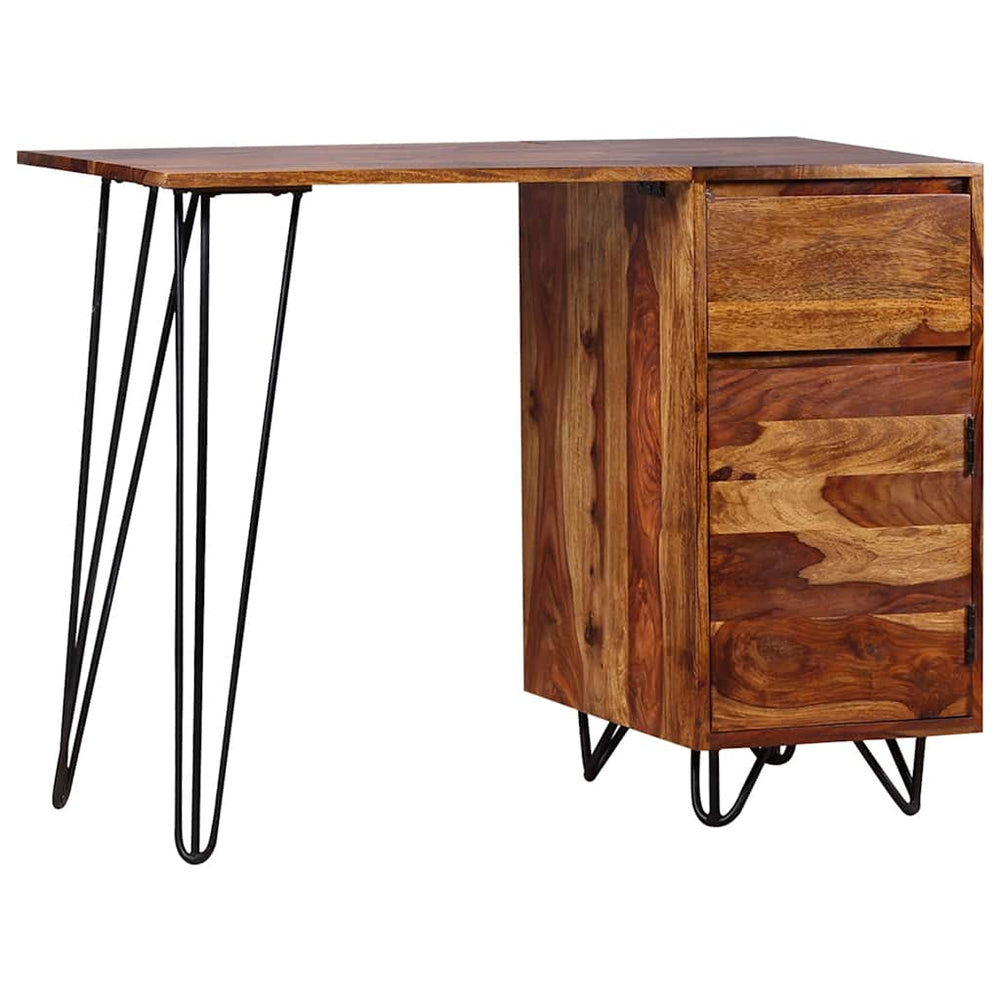 vidaXL Desk with 1 Drawer and 1 Cabinet Solid Acacia Wood