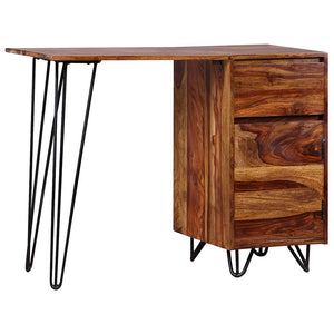 vidaXL Desk with 1 Drawer and 1 Cabinet Solid Acacia Wood