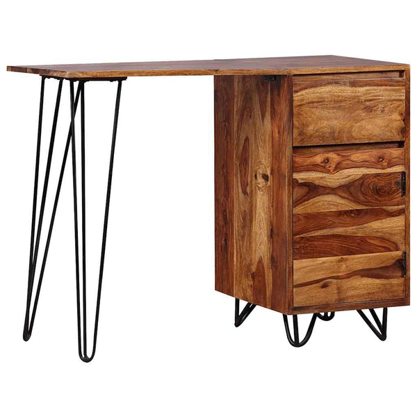 vidaXL Desk with 1 Drawer and 1 Cabinet Solid Acacia Wood