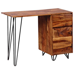 vidaXL Desk with 1 Drawer and 1 Cabinet Solid Acacia Wood