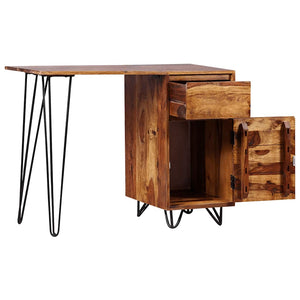 vidaXL Desk with 1 Drawer and 1 Cabinet Solid Acacia Wood