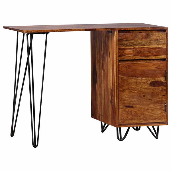 vidaXL Desk with 1 Drawer and 1 Cabinet Solid Acacia Wood