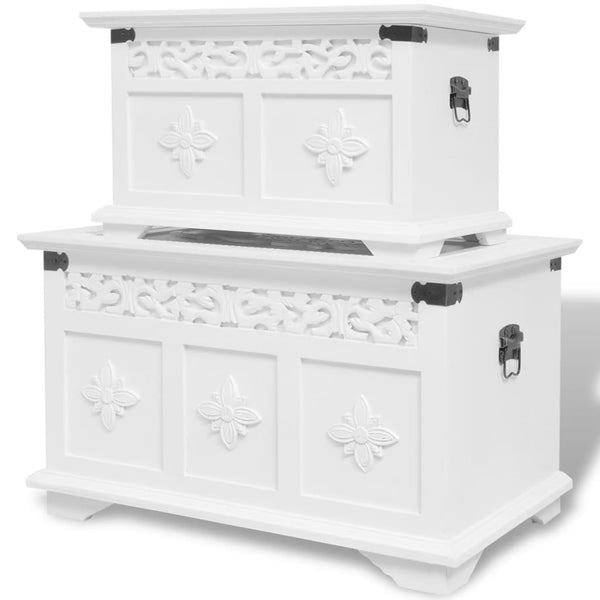vidaXL Storage Chest 2 pcs White