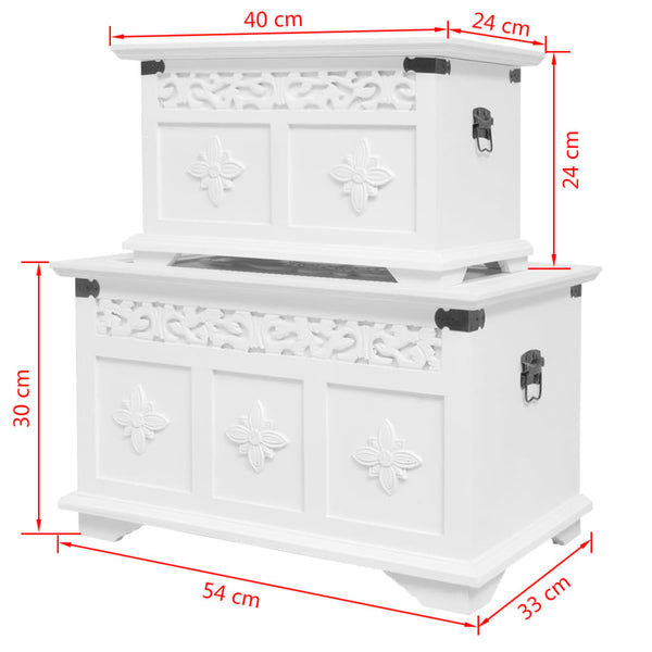 vidaXL Storage Chest 2 pcs White