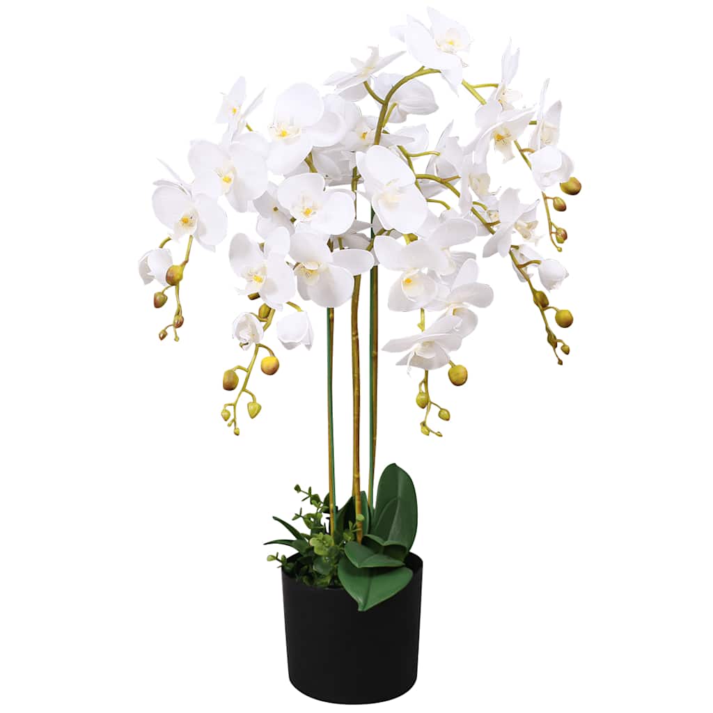vidaXL Artificial Orchid with Pot 75 cm White