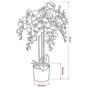 vidaXL Artificial Orchid with Pot 75 cm White