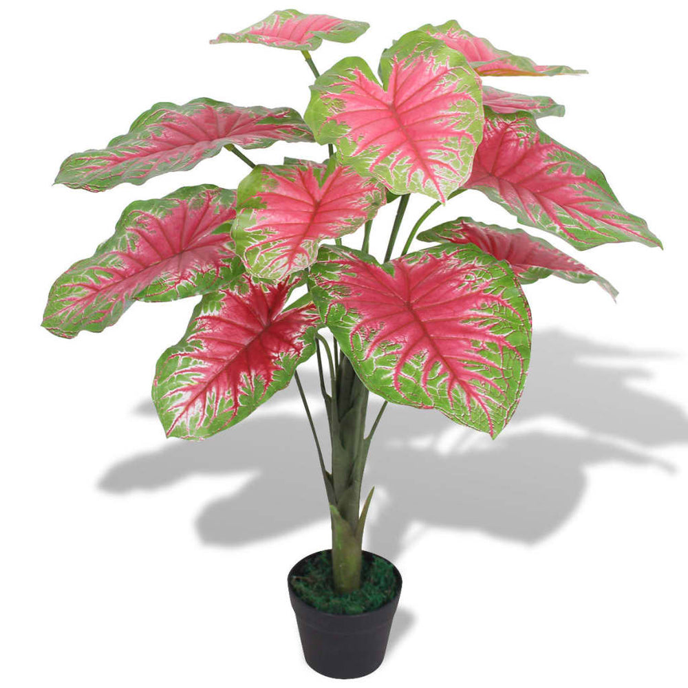 vidaXL Artificial Caladium Plant with Pot 85 cm Red and Green