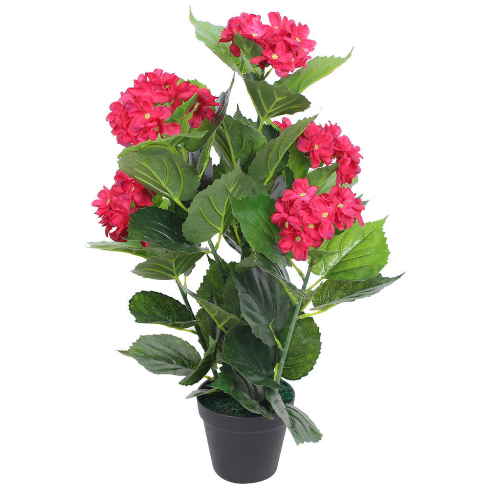 vidaXL Artificial Hydrangea with Pot 60 cm Red