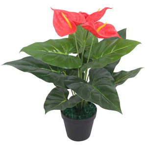vidaXL Artificial Anthurium with Pot 45 cm Red and Yellow