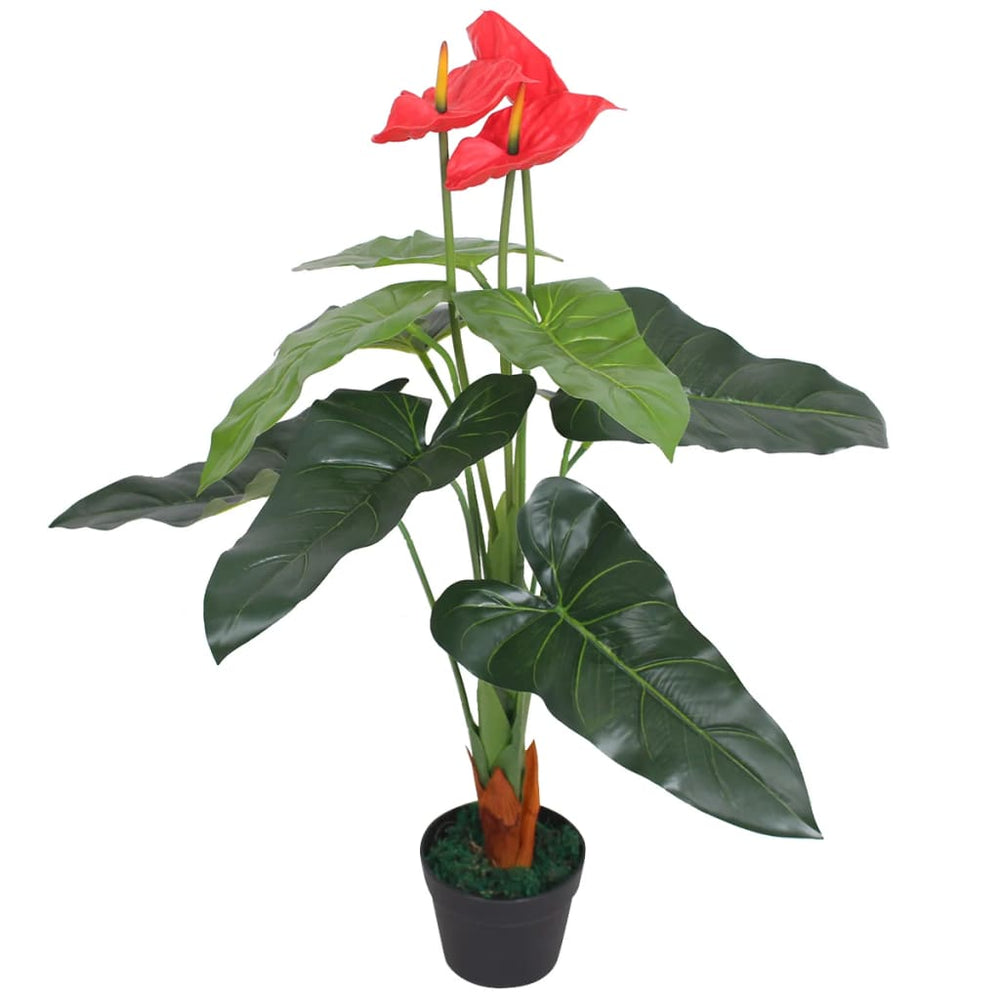 vidaXL Artificial Flamingo Flower with Pot 90 cm Red and Yellow