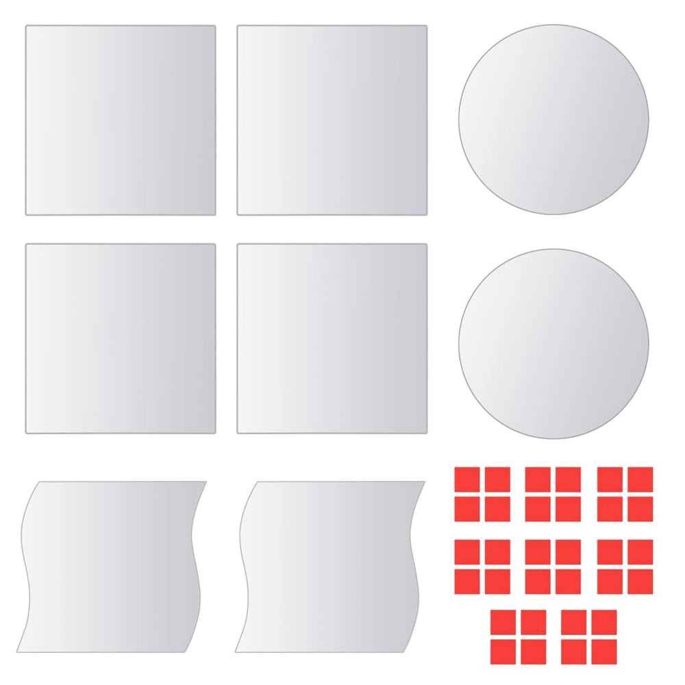 vidaXL 8-piece Mirror Tile Set Various Shapes Glass