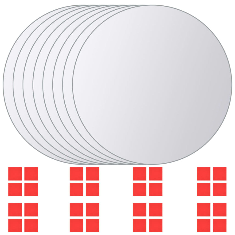 vidaXL 8-piece Round Mirror Tile Set Glass