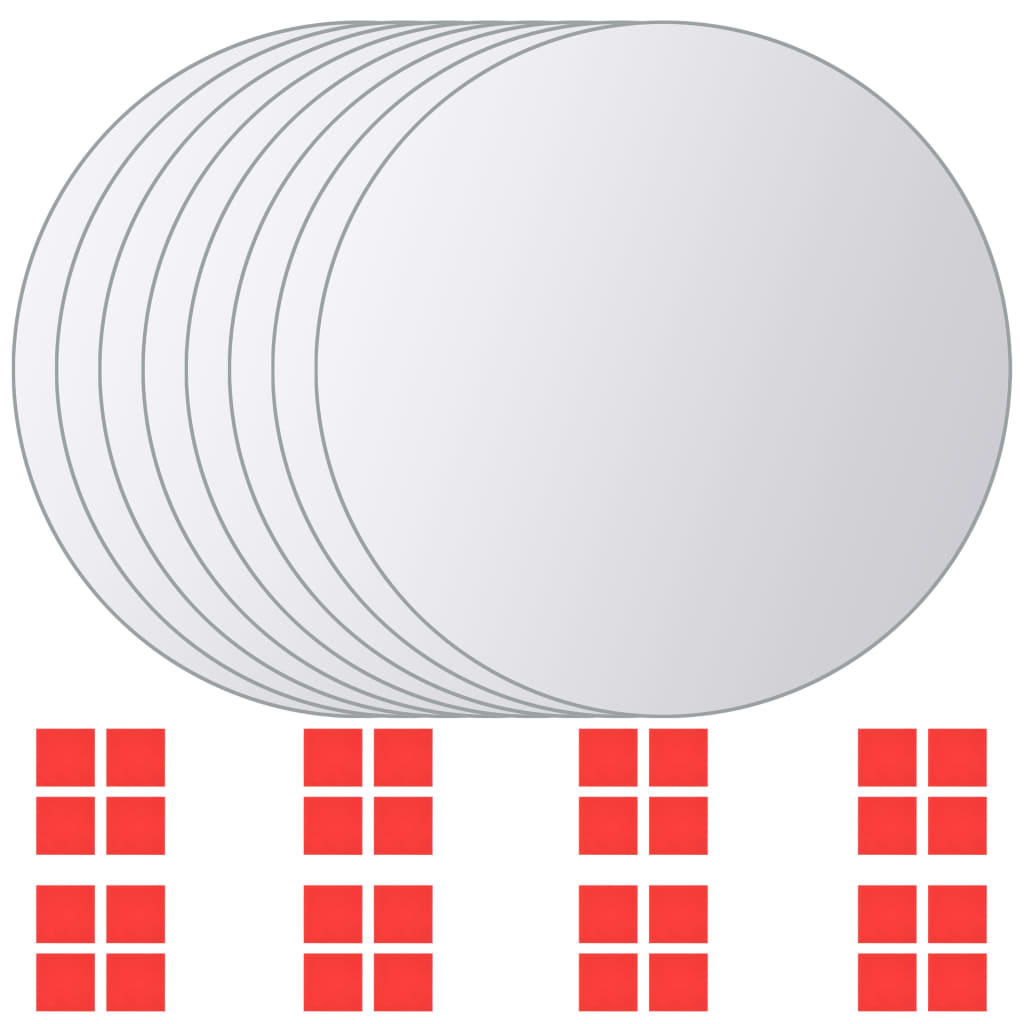 vidaXL 8-piece Round Mirror Tile Set Glass