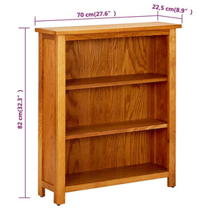vidaXL Bookshelf 3 Compartments 70x22.5x82 cm Solid Oak