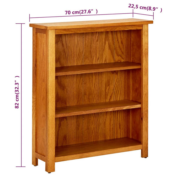 vidaXL Bookshelf 3 Compartments 70x22.5x82 cm Solid Oak