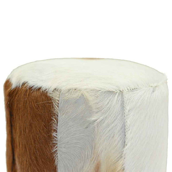 vidaXL Bar Stool Goat Leather and Solid Teak Wood