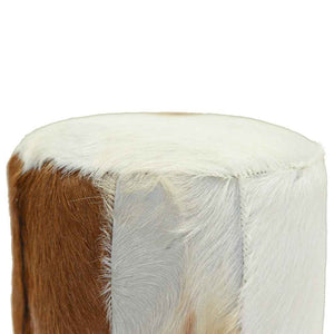 vidaXL Bar Stool Goat Leather and Solid Teak Wood