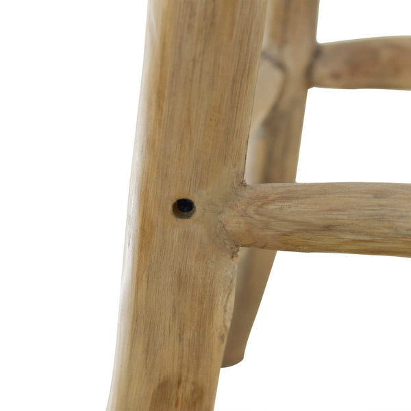 vidaXL Goat Leather and Solid Teak Wood Bar Stool